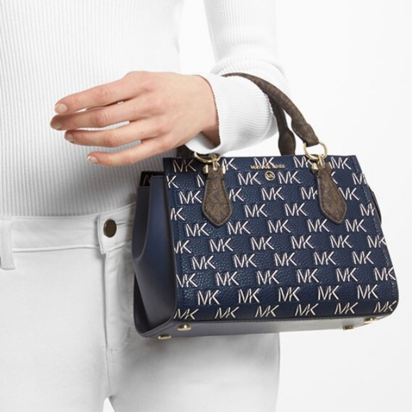 Michael Kors Marilyn Small Logo Blue Crossbody SET - Picture 10 of 14